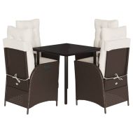 Градински комплект с възглавници 5 части кафяв полиратан