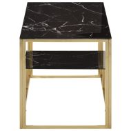 Кафе маса, златиста, неръждаема стомана и закалено стъкло