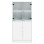 Висок шкаф, бял, 68x37x142 см, инженерно дърво