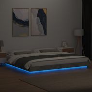 Рамка за легло с LED осветление, бетонно сива, 180x200 см