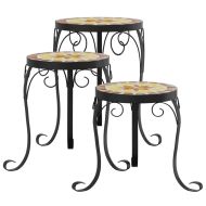 Стойки за растения, 3 бр, теракота и бяло, керамика