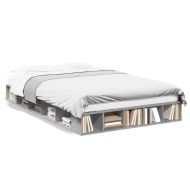 Рамка за легло, бетонно сиво, 135x190 см, инженерно дърво