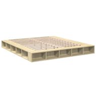 Рамка за легло, дъб сонома, 200x200 см, масивно дърво