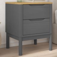 Нощно шкафче, сиво, 45x39x57 см, борово дърво масив