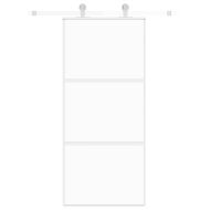 Плъзгаща се врата, бяла, 90x205 см, закалено стъкло и алуминий