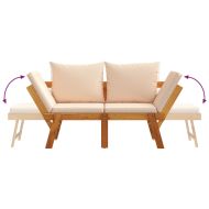 Градинска пейка с възглавници 2-в-1, акация масив