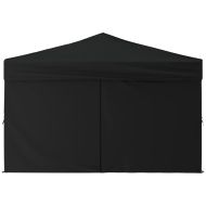 Сгъваема парти палатка със странични стени, черна, 3x3 м