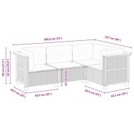 Градински диван с възглавници от 4 части сив полиратан