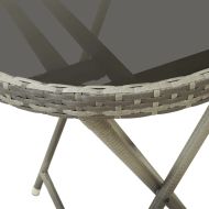 Бистро комплект с възглавници 3 части сив полиратан и стъкло