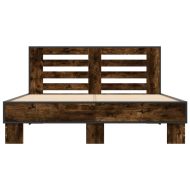 Рамка за легло, опушен дъб, 140x200 см, инженерно дърво и метал