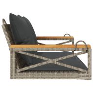 Пейка-люлка с възглавници, сива, 109x62x40 см, полиратан