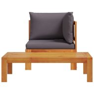 Градински комплект дивани с възглавници от 2 части акация масив