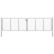 Градинска порта, поцинкована стомана, 400x100 см, сребриста