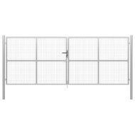 Градинска порта, поцинкована стомана, 400x150 см, сребриста