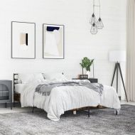 Рамка за легло, опушен дъб, 140x200 см, инженерно дърво и метал