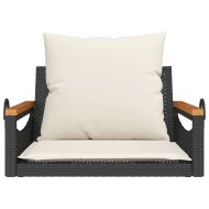 Пейка-люлка с възглавници, черна, 63x62x40 см, полиратан