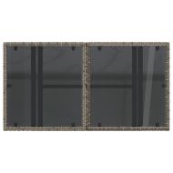 Градинска маса със стъклен плот сива 100x55x73 см полиратан