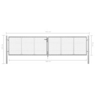 Градинска порта, поцинкована стомана, 400x75 см, сребриста