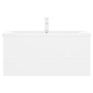 Шкаф за мивка с вградено корито, бял, инженерно дърво