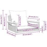 Пейка-люлка с възглавници, сива, 63x62x40 см, полиратан