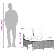 Градински комплект с възглавници, 4 части, светлосив полиратан