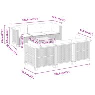 Градински диван с възглавници, 7 части, полиратан, сив
