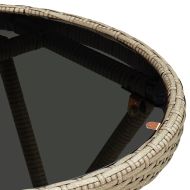 Бистро комплект с възглавници 3 части бежов полиратан и стъкло