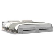 Рамка за легло с чекмеджета, сив сонома, 200x200 см