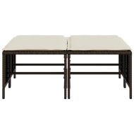 Градински табуретки с възглавници, 4 бр, кафяви полиратан