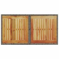 Градинска маса, сива, 100x55x73 см, полиратан и акациево дърво