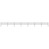 Градинска ограда с обръч връх, стомана, 1248x60 см, черна