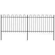 Градинска ограда с обръч връх, стомана, 359x120 см, черна