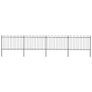 Градинска ограда с обръч връх, стомана, 714,5x120 см, черна