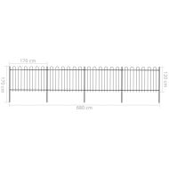 Градинска ограда с обръч връх, стомана, 714,5x120 см, черна