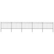 Градинска ограда с извити върхове, стомана, 8,5x1,2 м, черна