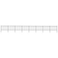 Градинска ограда с обръч връх, стомана, 1426x120 см, черна