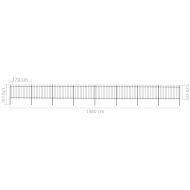 Градинска ограда с обръч връх, стомана, 1426x120 см, черна