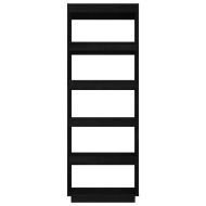 Библиотека/разделител за стая, черна, 60x35x167 см, бор масив