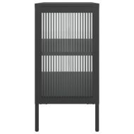 Сайдборд, черен, 70x35x70 см, стъкло и стомана