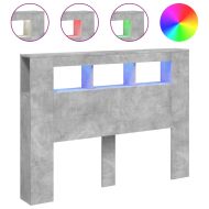 LED горна табла, бетонно сива,140x18,5x103,5см, инженерно дърво