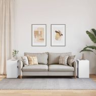 Странични маси, 2 бр, бели, 50x30x50 см, инженерно дърво