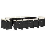 Градински комплект с възглавници 15 части полиратан черен