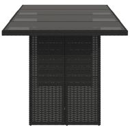 Градинска маса със стъклен плот черен 190x80x75 см полиратан