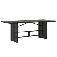 Градинска маса със стъклен плот черен 190x80x75 см полиратан