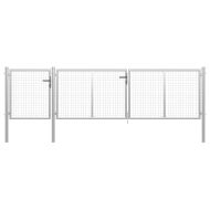 Градинска порта, стомана, 400x100 см, сребриста