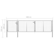 Градинска порта, стомана, 400x100 см, сребриста