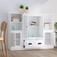 Високи шкафове, 3 бр, бели, инженерно дърво