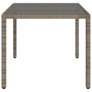 Градинска маса със стъклен плот сива 150x90x75 см полиратан