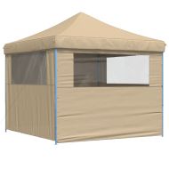 Сгъваема парти шатра pop-up с 4 странични стени бежова