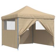Сгъваема парти шатра pop-up с 4 странични стени бежова